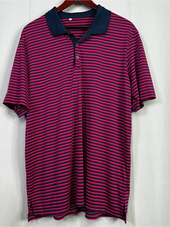 adidas Other - Adidas Striped Polo Men’s Golf Pink Short Sleeve Athletic Lightweight XL Shirt